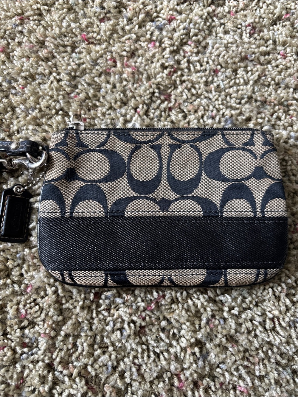 Coach Signature "C" Canvas Wristlet with Vertical Stripe